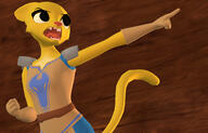 3D Khajiit Kvatch_arena_armor action_pose armor black_eyes character:Katia_Managan knock_off teeth