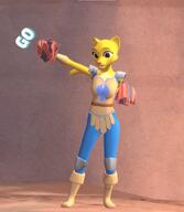 3D Khajiit Kvatch_arena_armor acrobatics animation artist:PIRAMATRONIC_GAMING black_eyes character:Katia_Managan kvatch_arena_trousers text video_in_source