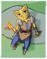 Khajiit Kvatch_arena_armor artist:mikeal26 black_eyes character:Katia_Managan character:Kvatch_Rock fireball kvatch_arena_trousers magic