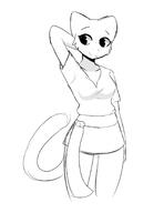 Katia's_Thief_Tunic Khajiit artist:Jack_ character:Katia_Managan monochrome sketch smiling