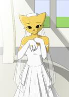 Khajiit adorable artist:Robbyn beautiful black_eyes character:Katia_Managan dress happy smiling wedding