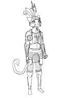 Khajiit Safety_hat armor artist:Tobuzzu character:Katia_Managan monochrome