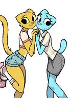 Khajiit adorable artist:Filthypaladin cat character:Katia_Managan character:Nicole_Watterson crossover friendship modern_clothing smiling