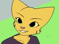 Katia's_Thief_Tunic Khajiit artist:Robbyn black_eyes character:Katia_Managan portrait smiling